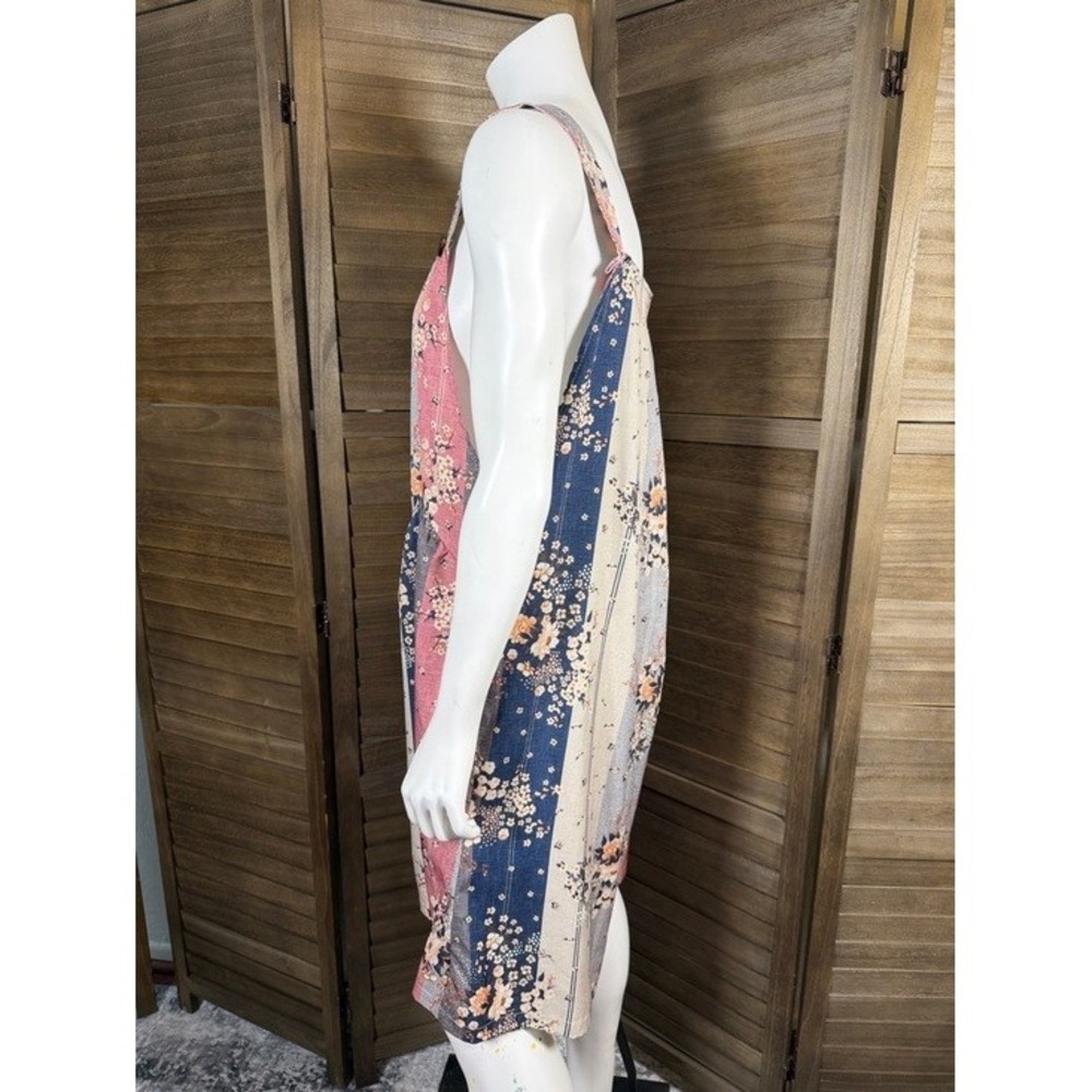 Floral Pinafore Romper Square Neck Sleeveless Boho Mini Multicolor Medium - Picture 3 of 8